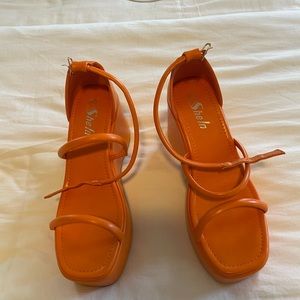 Brand new orange SHEIN platform wedges